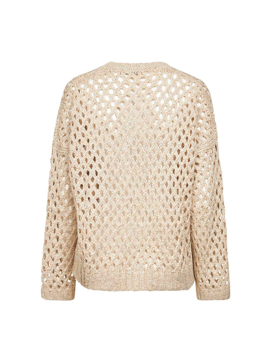 Beige silk and linen Dazzling Net sweater