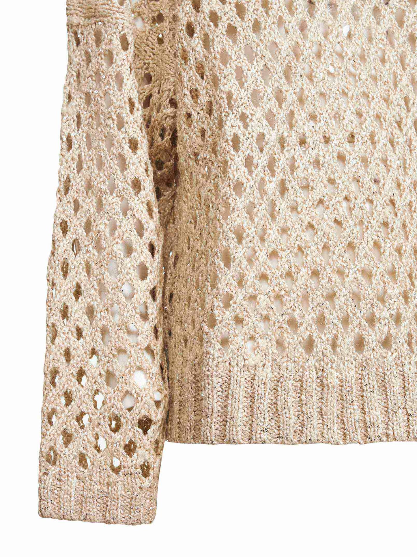 Beige silk and linen Dazzling Net sweater
