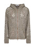 Clay Dazzling Net hooded zip-up cardigan