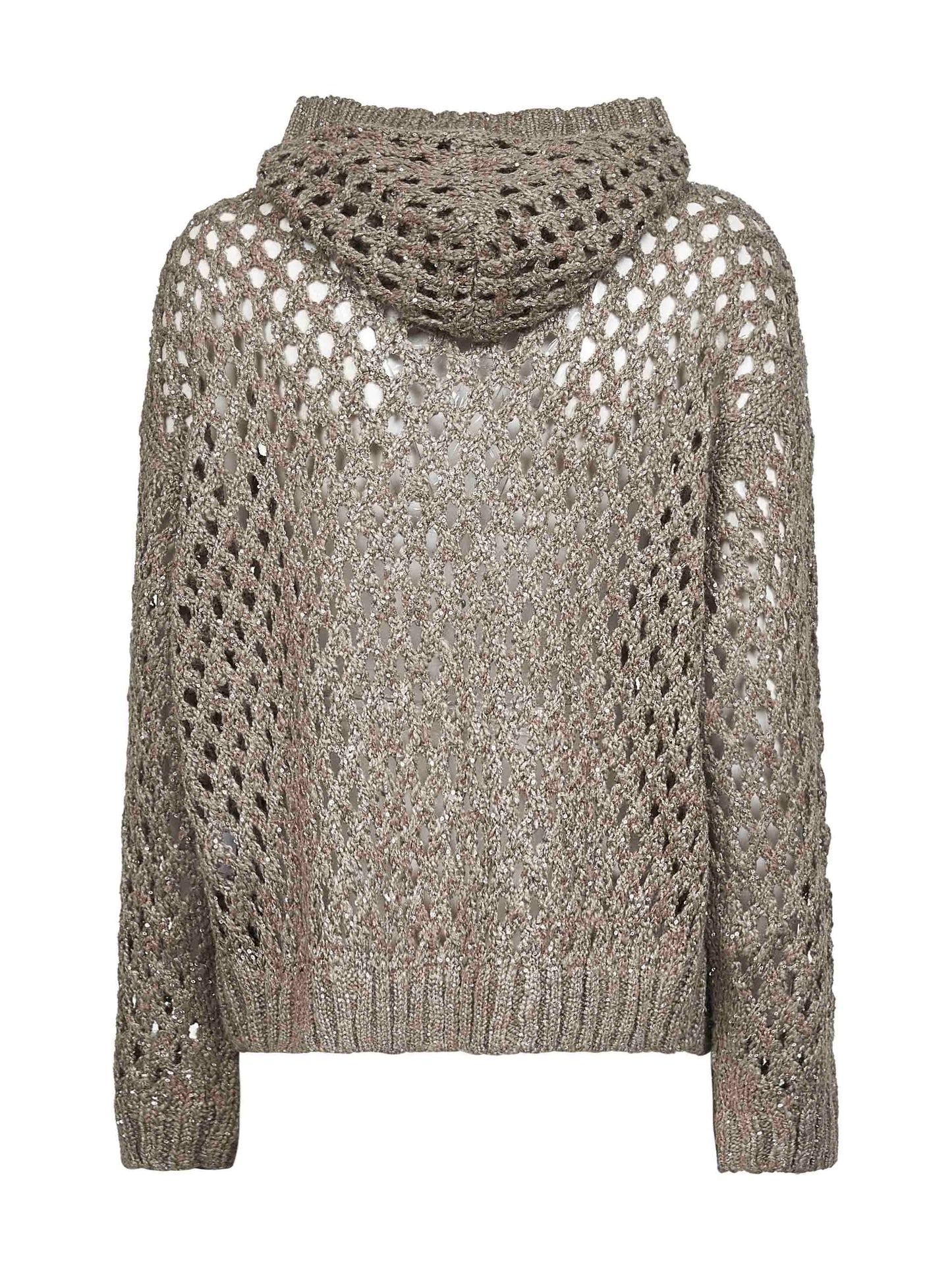 Clay Dazzling Net hooded zip-up cardigan