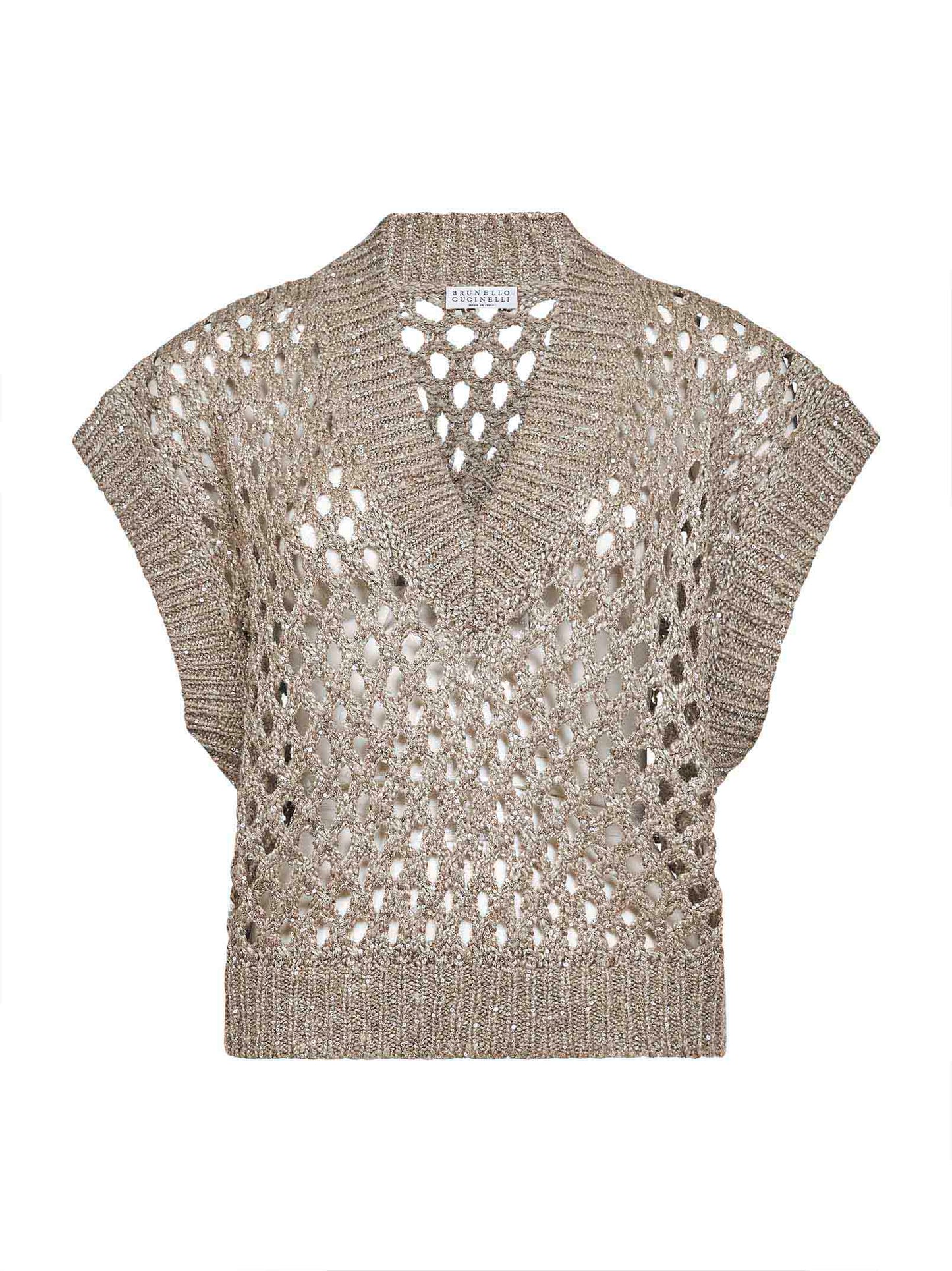 Beige silk and linen Dazzling Net sweater