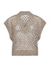 Beige silk and linen Dazzling Net sweater