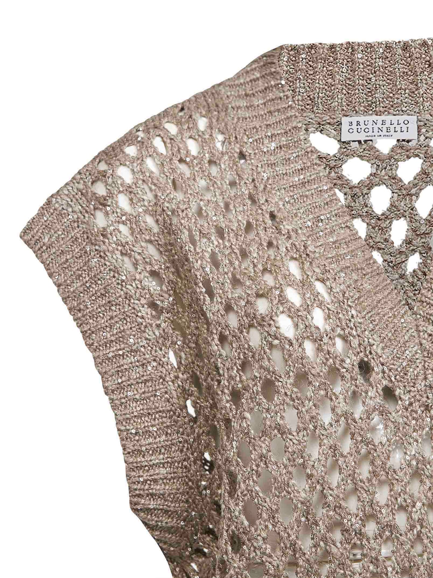 Beige silk and linen Dazzling Net sweater