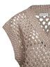 Beige silk and linen Dazzling Net sweater