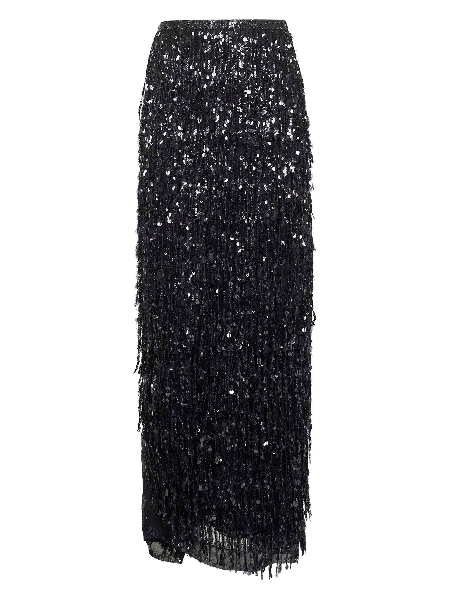 Black Crispy silk Column Couture skirt