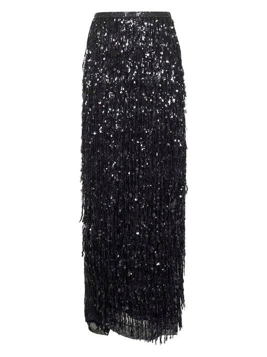 Black Crispy silk Column Couture skirt