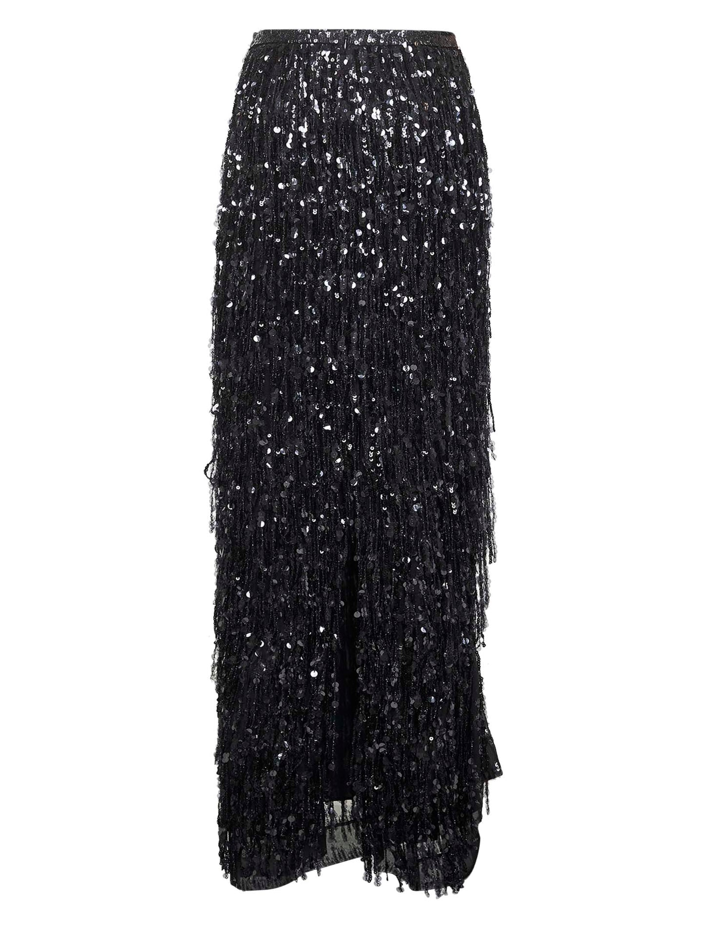 Black Crispy silk Column Couture skirt