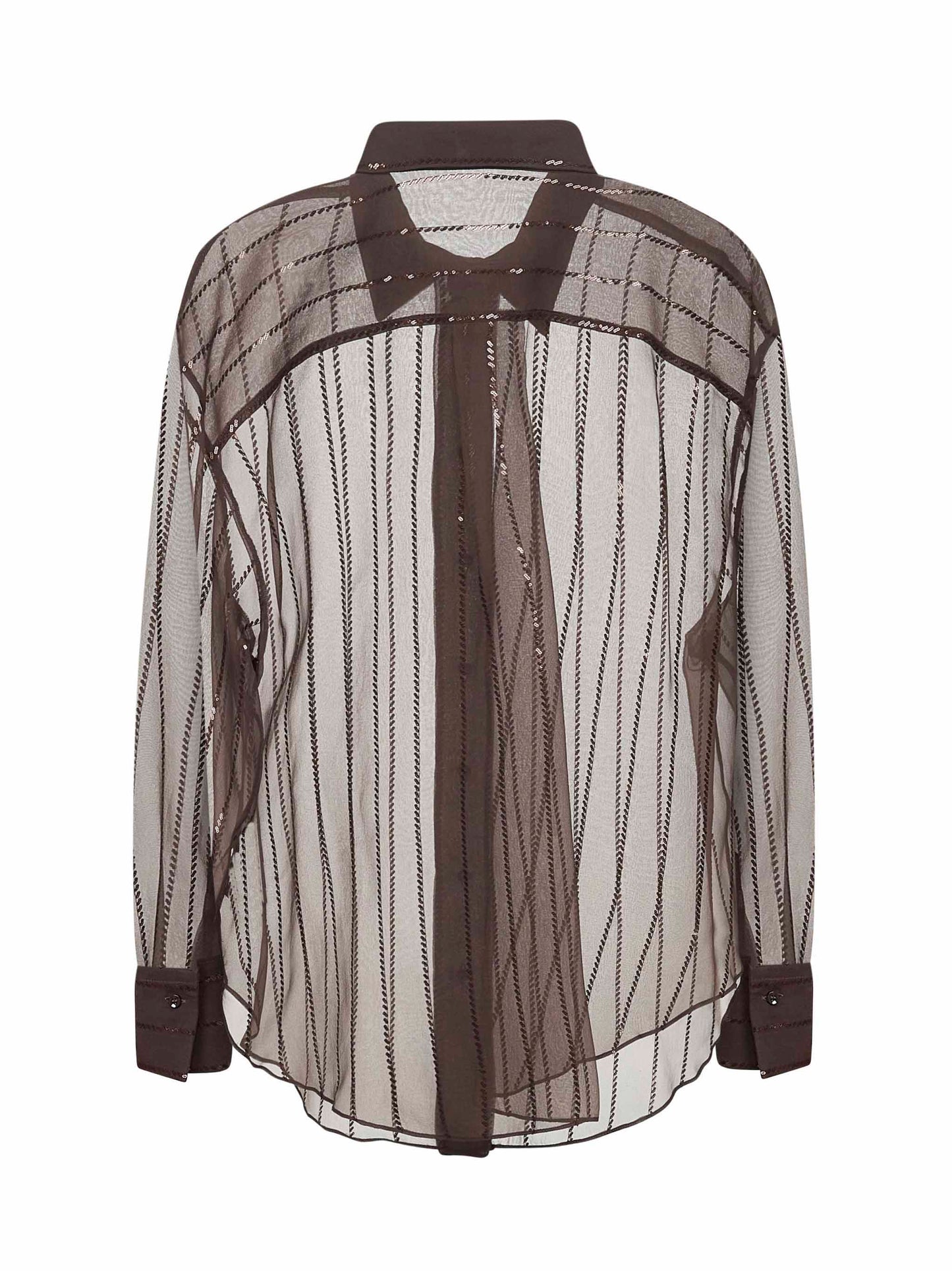 Brown Dazzling Chalk Stripe Embroidery shirt