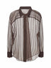 Brown Dazzling Chalk Stripe Embroidery shirt
