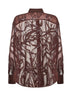 Burgundy Crispy silk Dazzling Floral Embroidery shirt