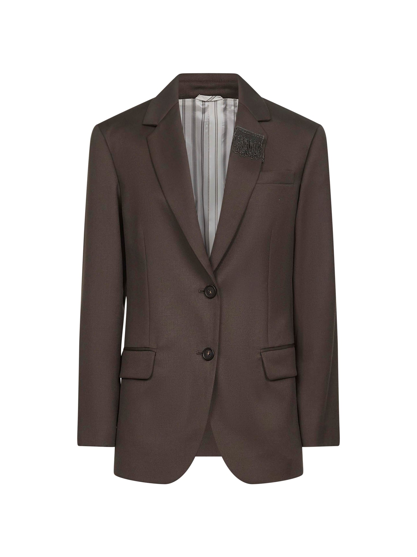 Brown twill single-breasted blazer