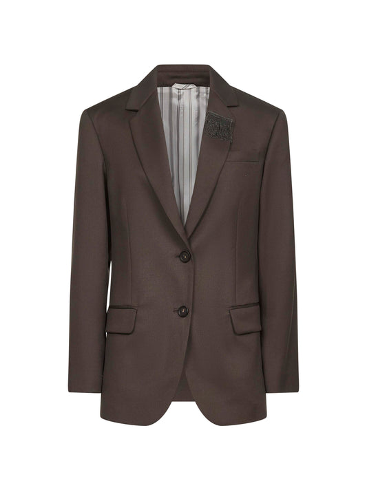 Brown twill single-breasted blazer