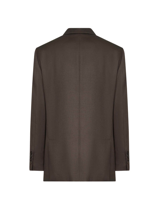 Brown twill single-breasted blazer