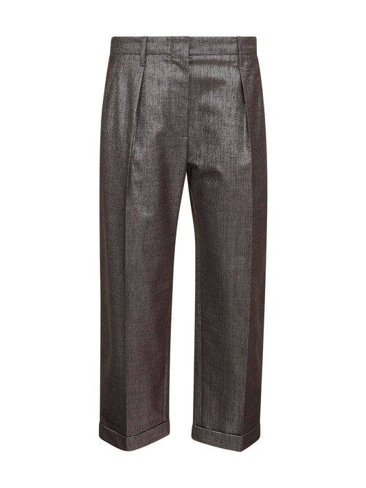 Brown Sparkling twill Chino Pleated trousers