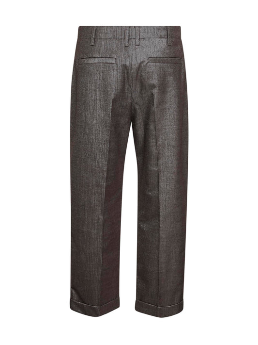 Brown Sparkling twill Chino Pleated trousers