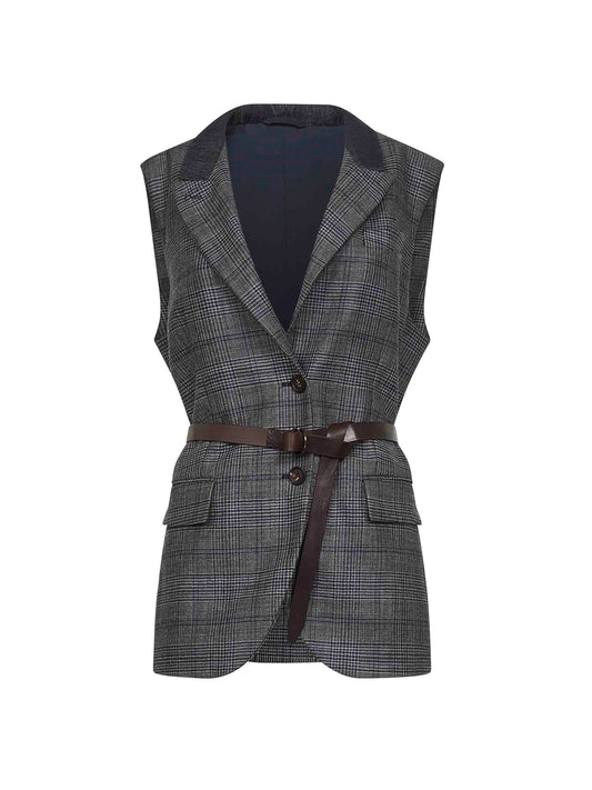 Grey Prince of Wales belted vest