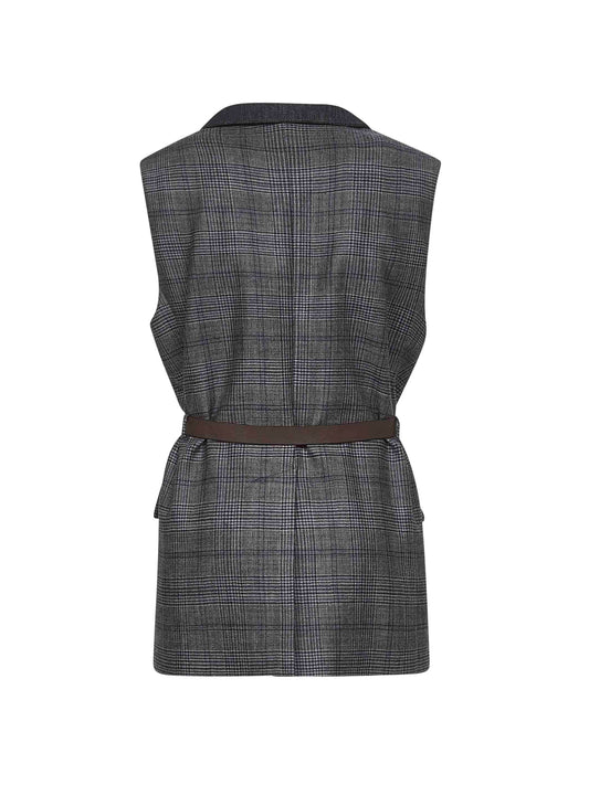 Grey Prince of Wales belted vest