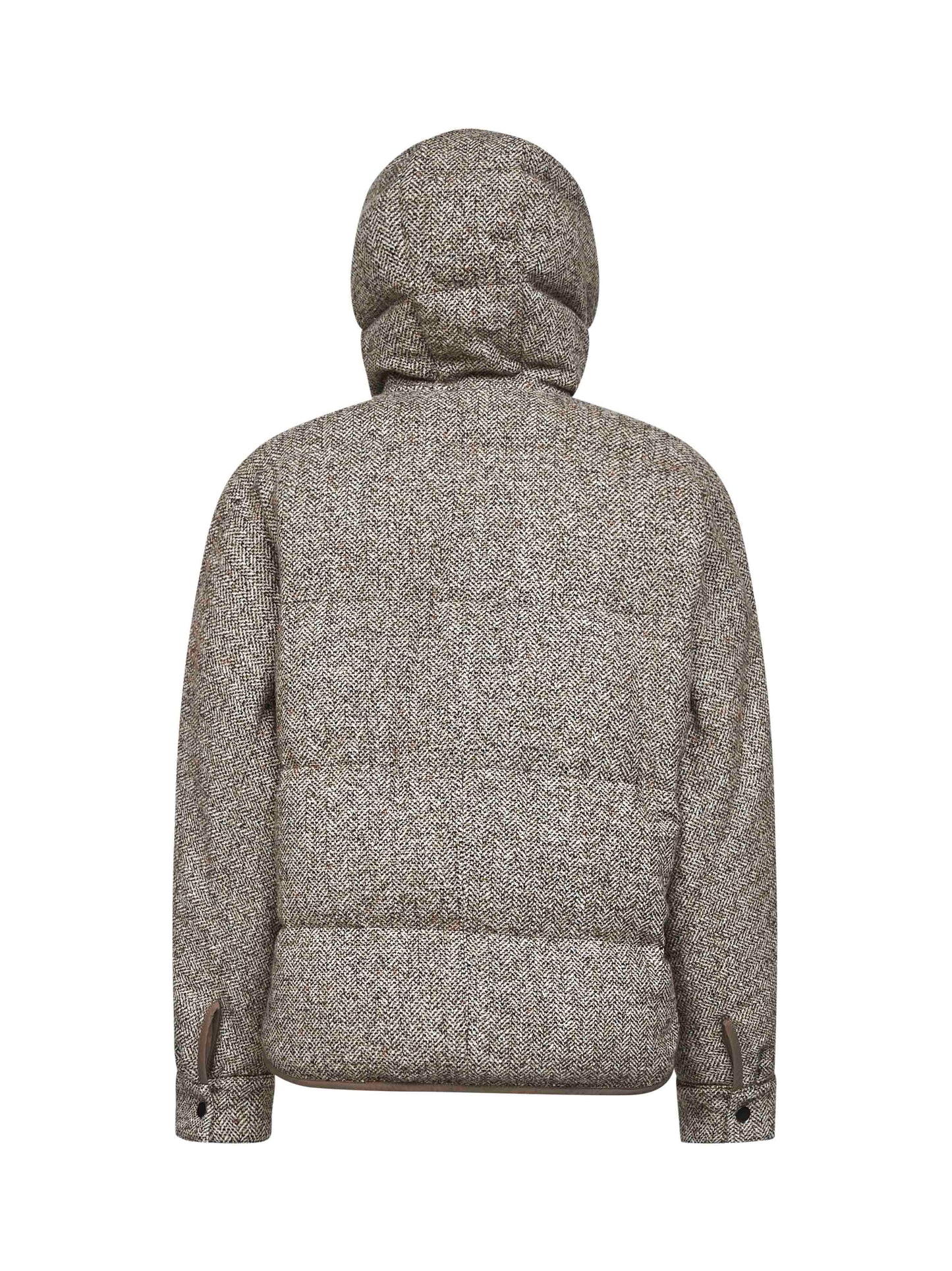 Beige reversible hooded down jacket