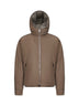 Beige reversible hooded down jacket