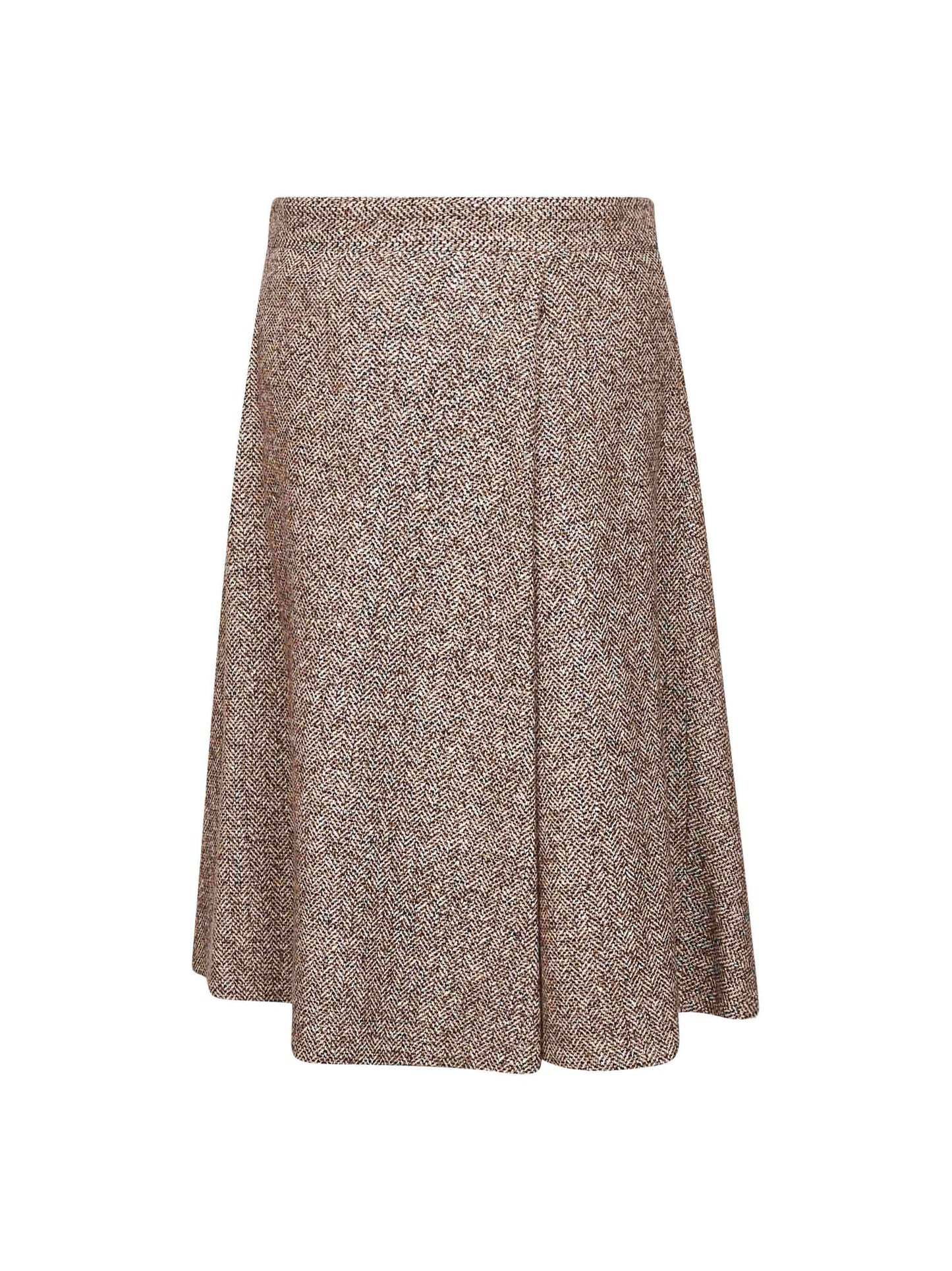 Brown flecked chevron kilt skirt with monili