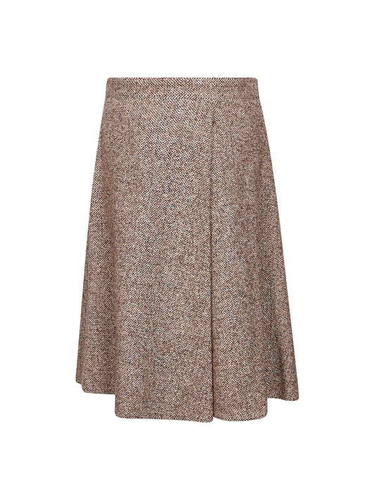 Brown flecked chevron kilt skirt with monili