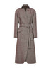 Brown diagonal melange coat with monili