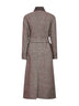Brown diagonal melange coat with monili