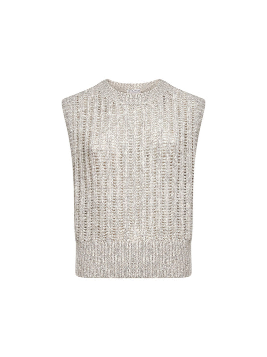 Grey cashmere blend Dazzling Rib vest