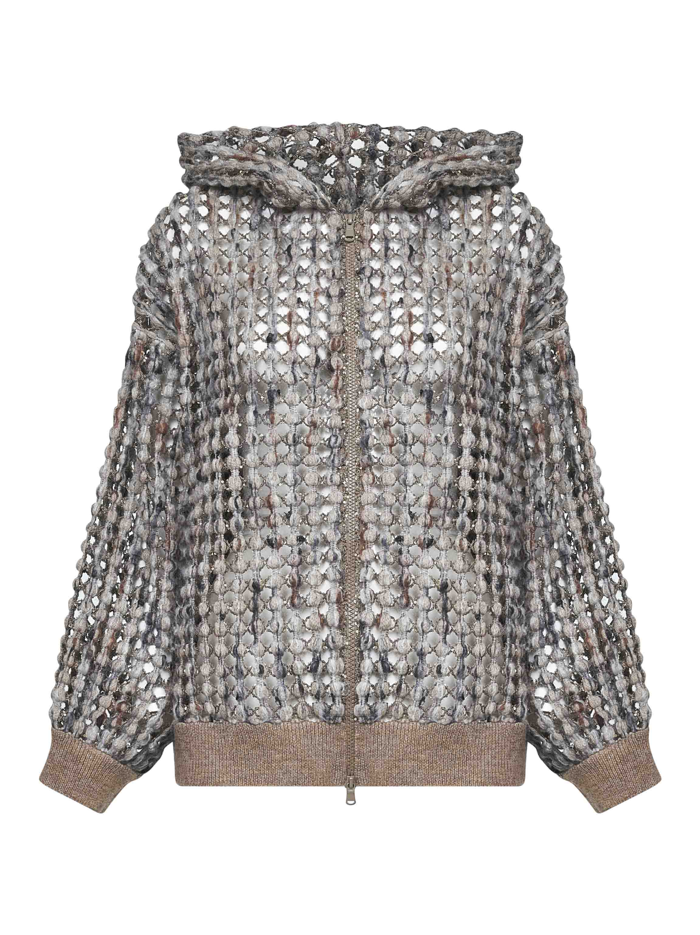 Balloon Net Embroidery zip-up hooded cardigan – Daniello.com
