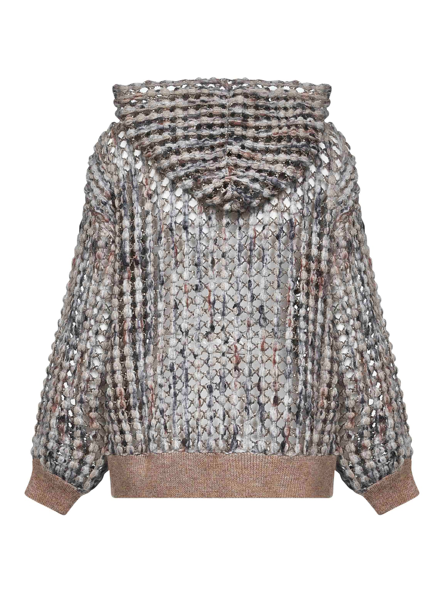 Balloon Net Embroidery zip-up hooded cardigan
