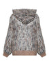 Balloon Net Embroidery zip-up hooded cardigan