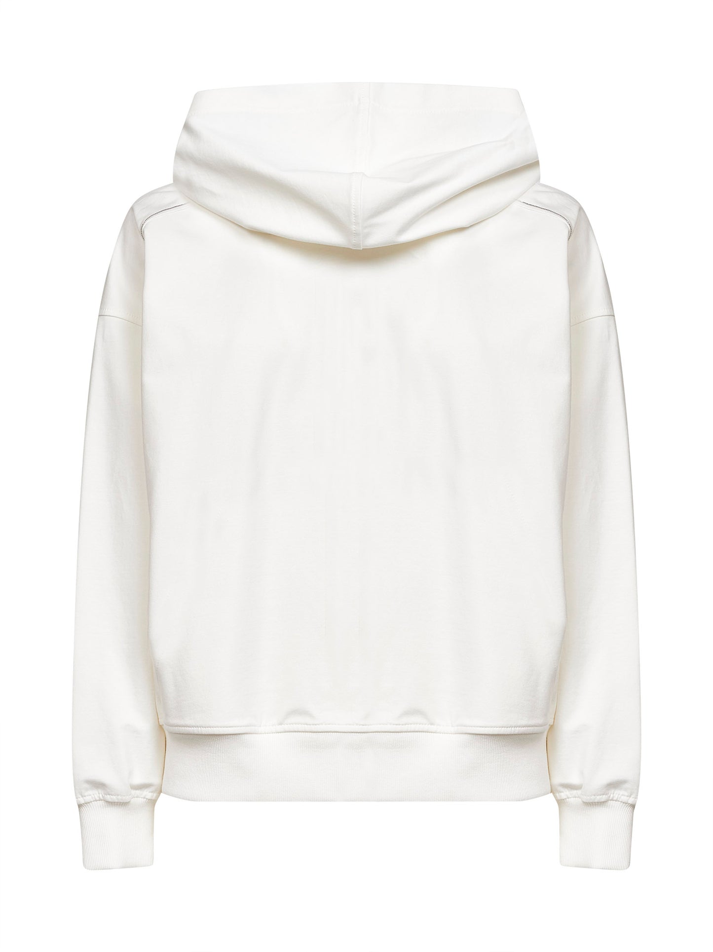 White Shiny Trims zip-up hoodie