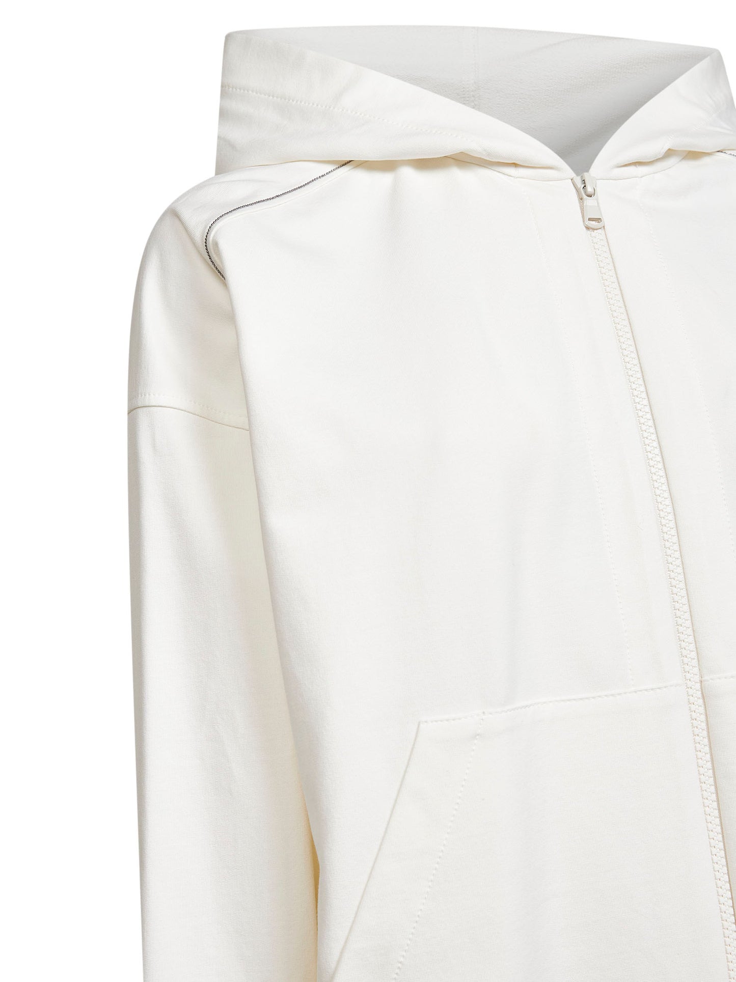 White Shiny Trims zip-up hoodie