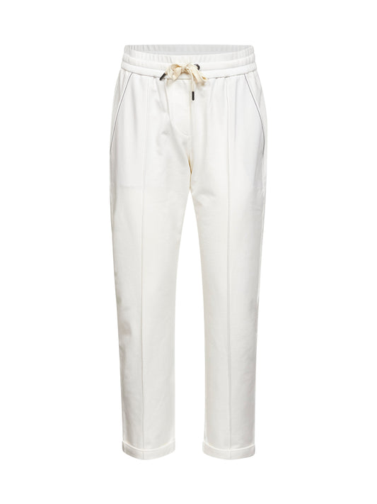 White stretch fleece monili Track trousers