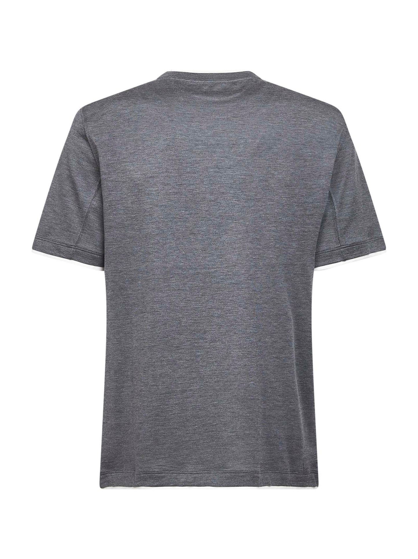 T-shirt in jersey di misto seta grigio con Faux Layering