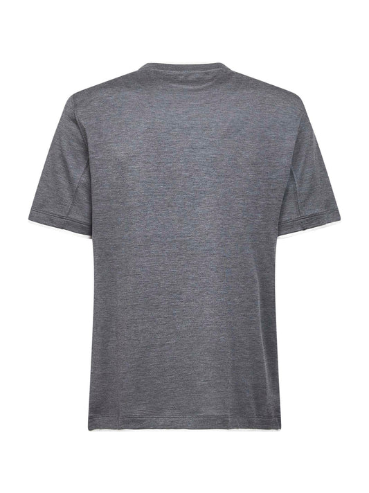 Grey silk blend jersey faux-layering T-shirt