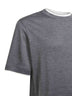 T-shirt in jersey di misto seta grigio con Faux Layering