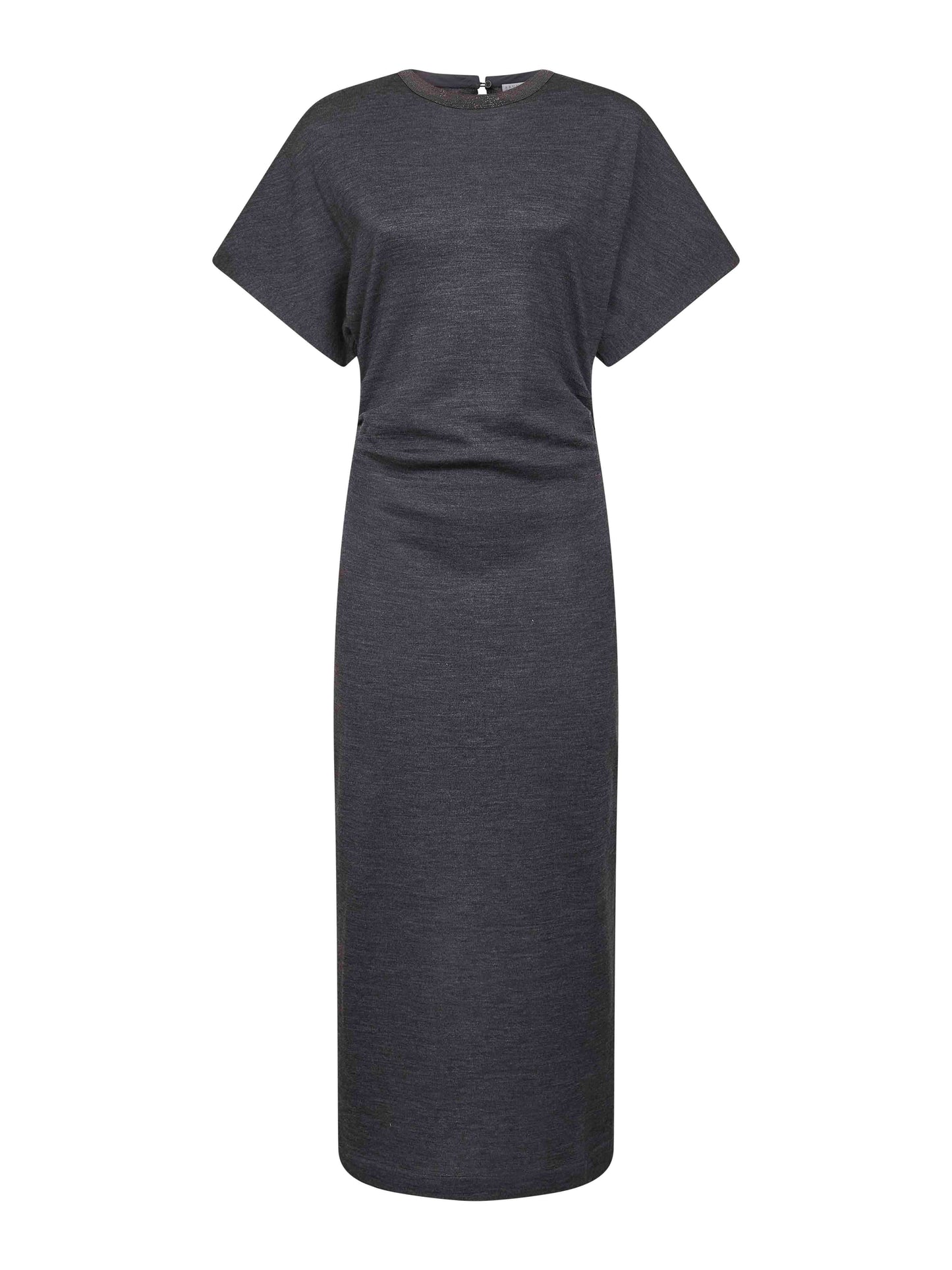 Grey virgin wool midi dress with monili