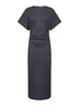 Grey virgin wool midi dress with monili