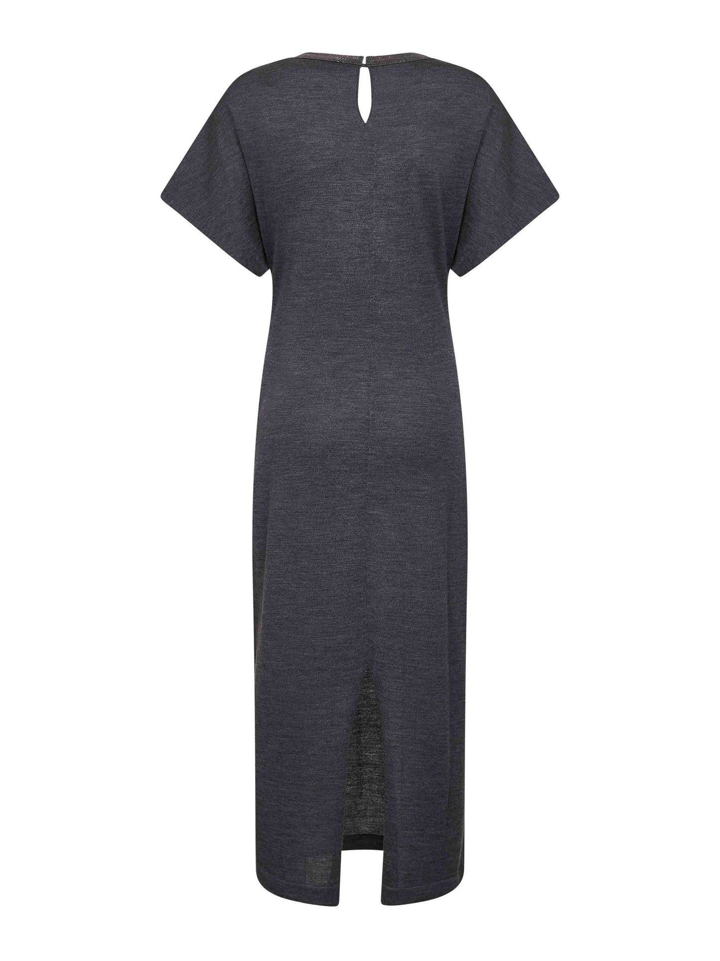 Grey virgin wool midi dress with monili