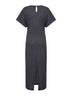 Grey virgin wool midi dress with monili