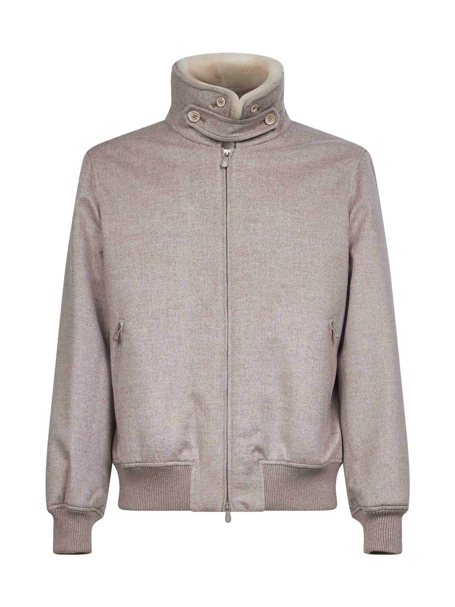 Bomber in beaver di cashmere membranato beige