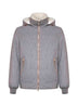 Grey wool hooded down jacket