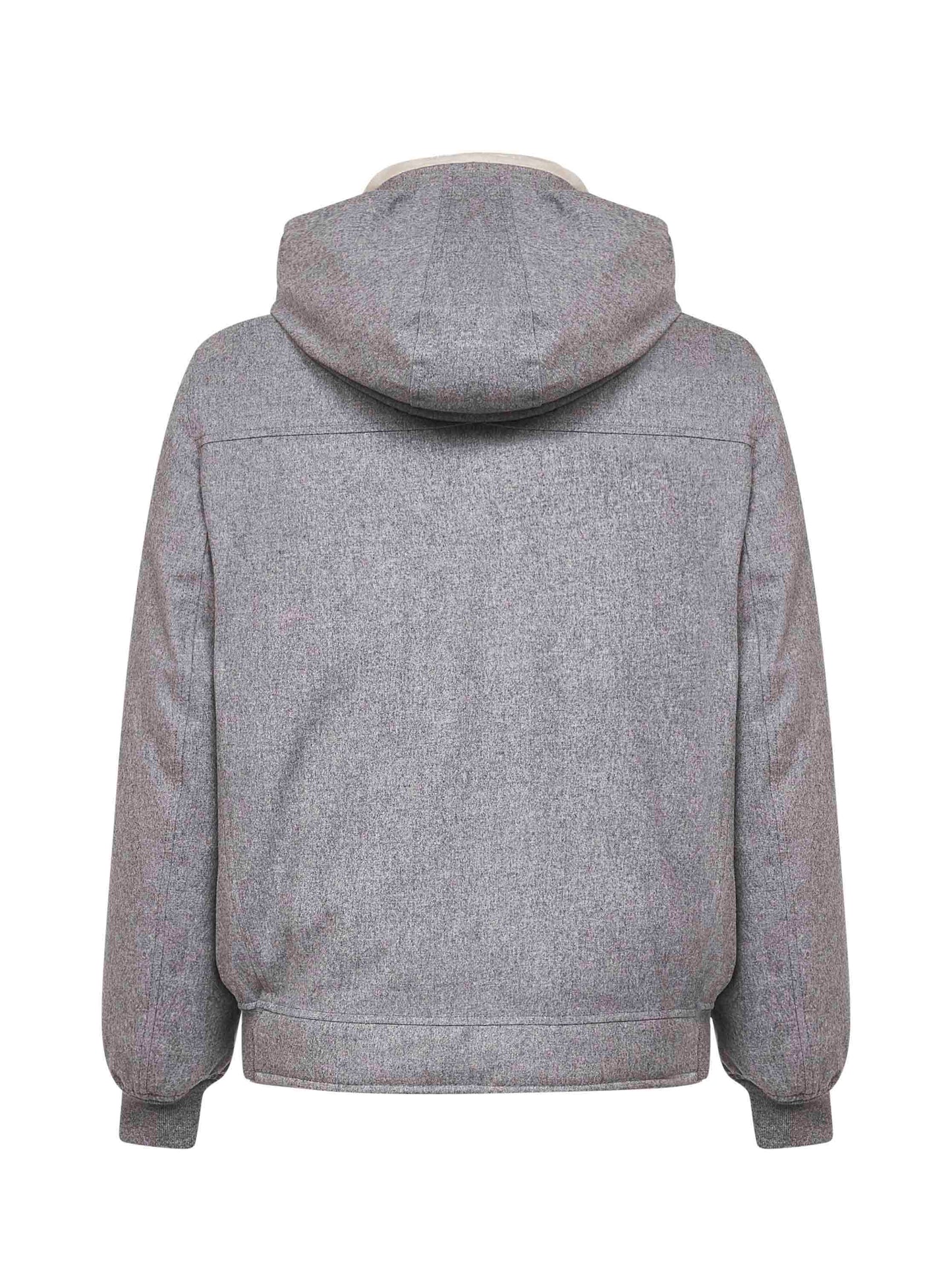 Grey wool hooded down jacket