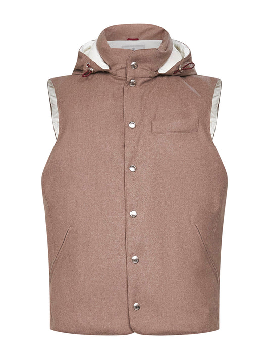 Clay wool padded hooded vest