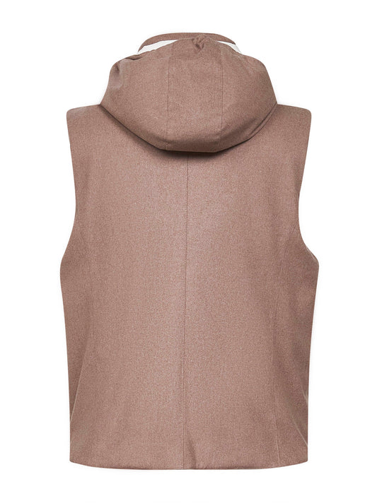 Clay wool padded hooded vest