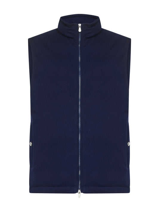 Blue wool canvas padded vest