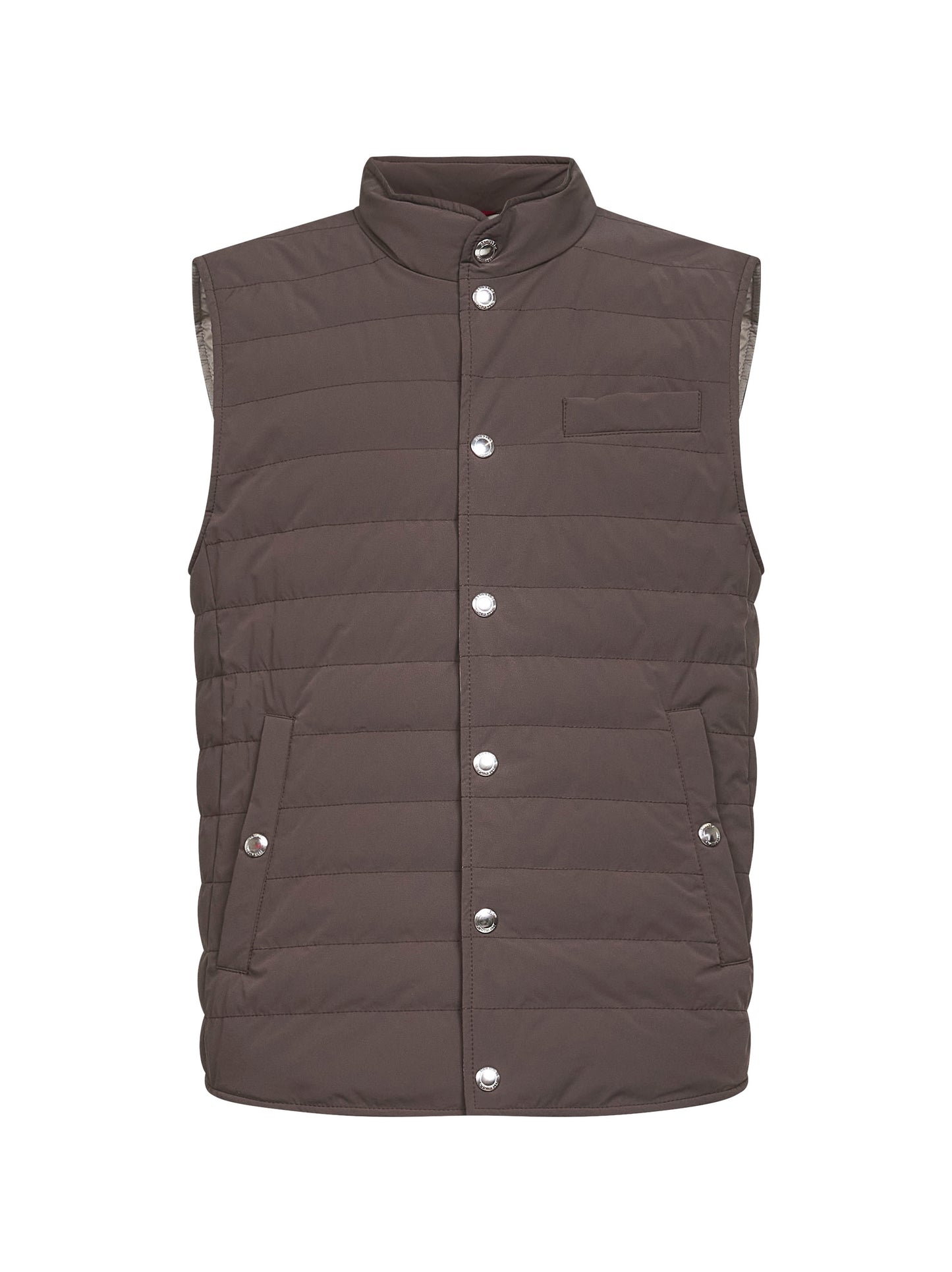 Brown bonded nylon down vest