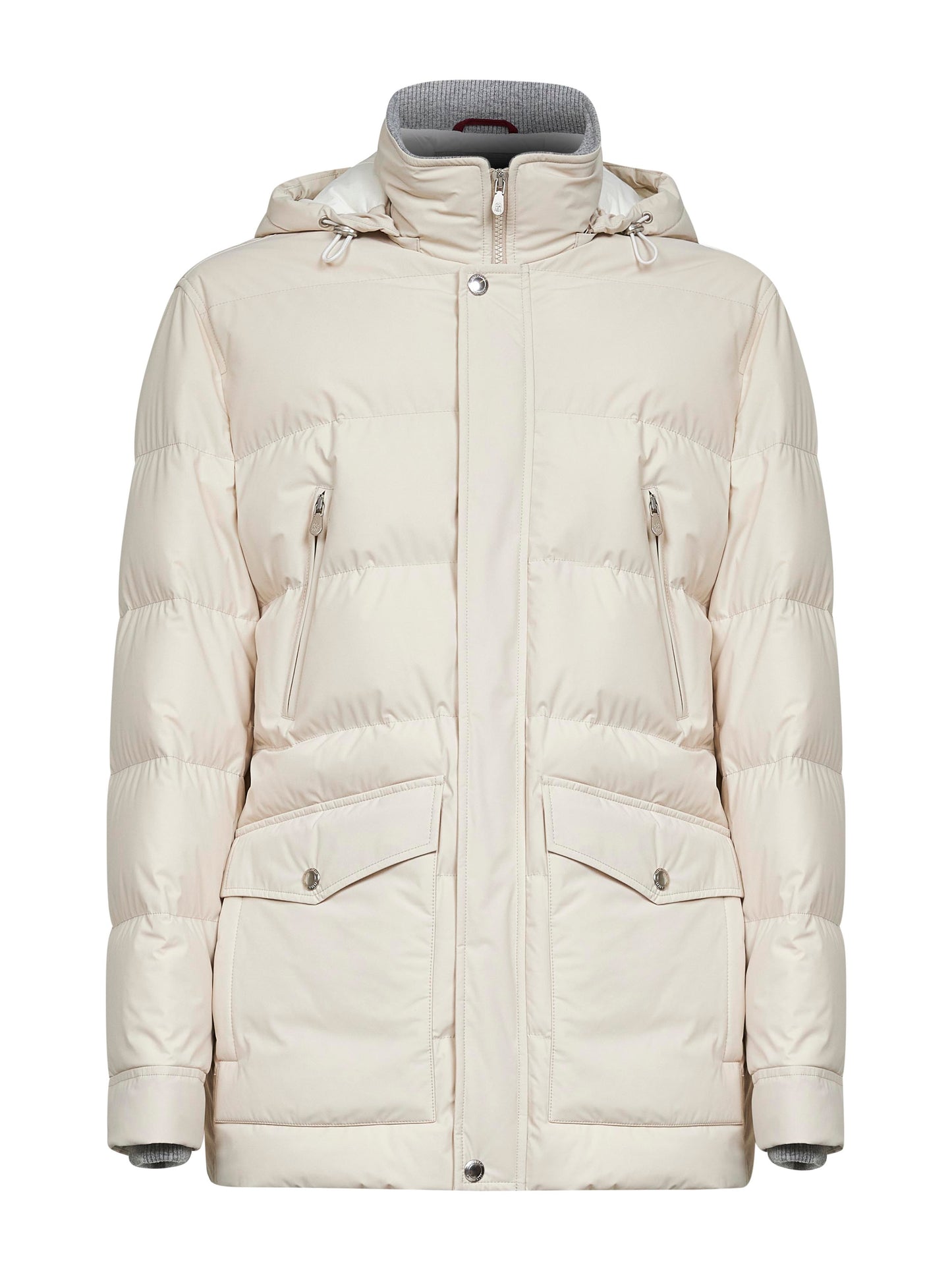Ivory nylon hooded down jacket