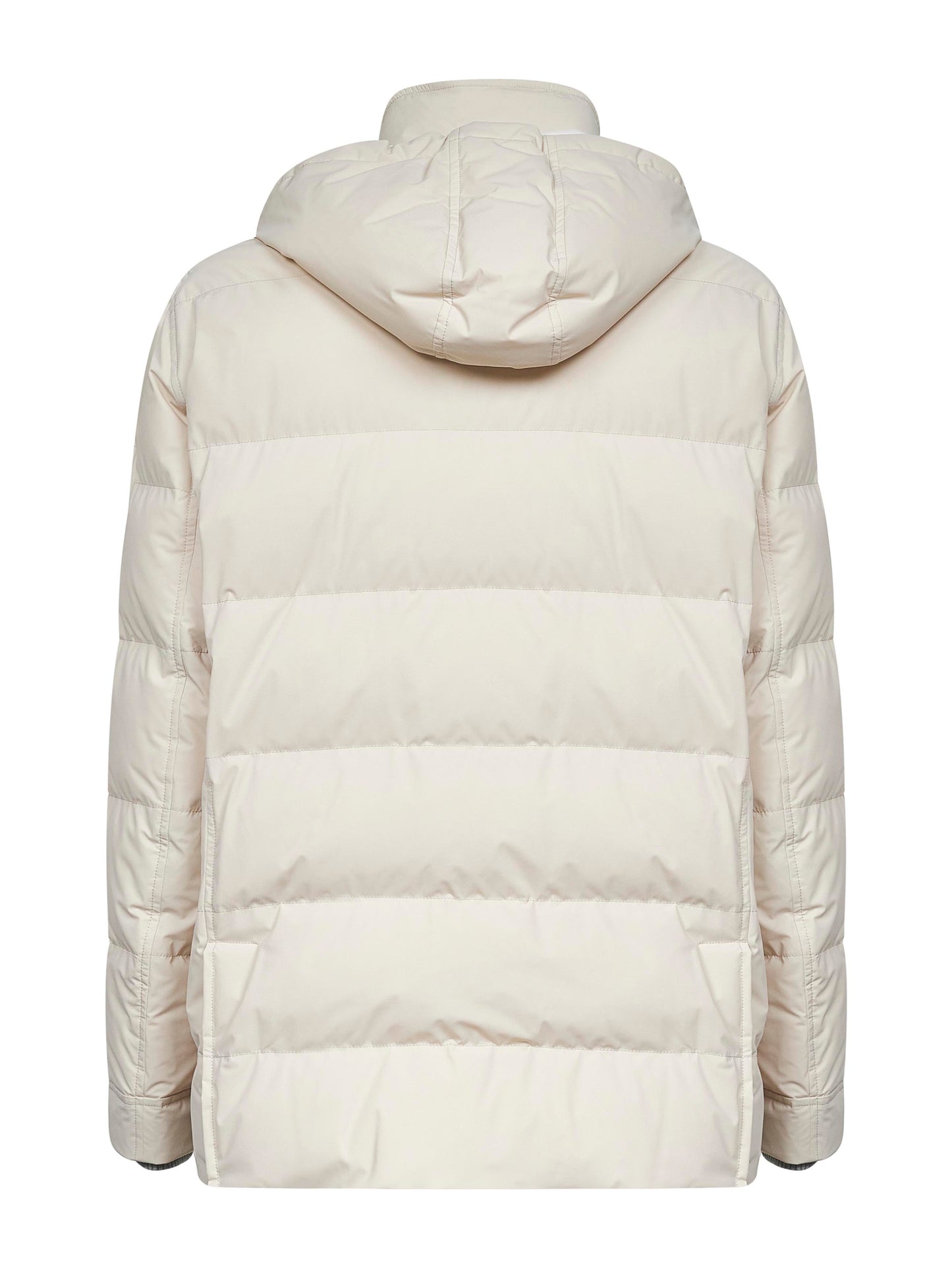 Ivory nylon hooded down jacket